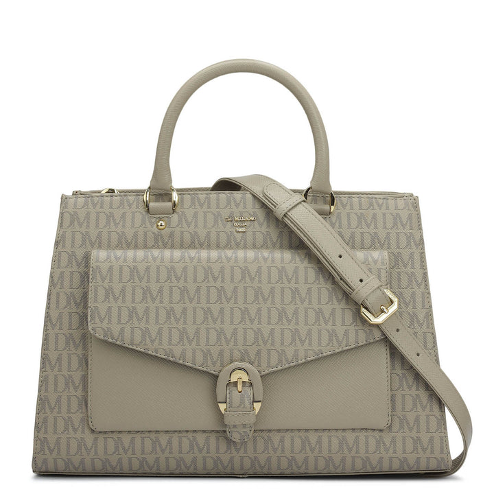 Medium Monogram Franzy Leather Satchel - Chalk