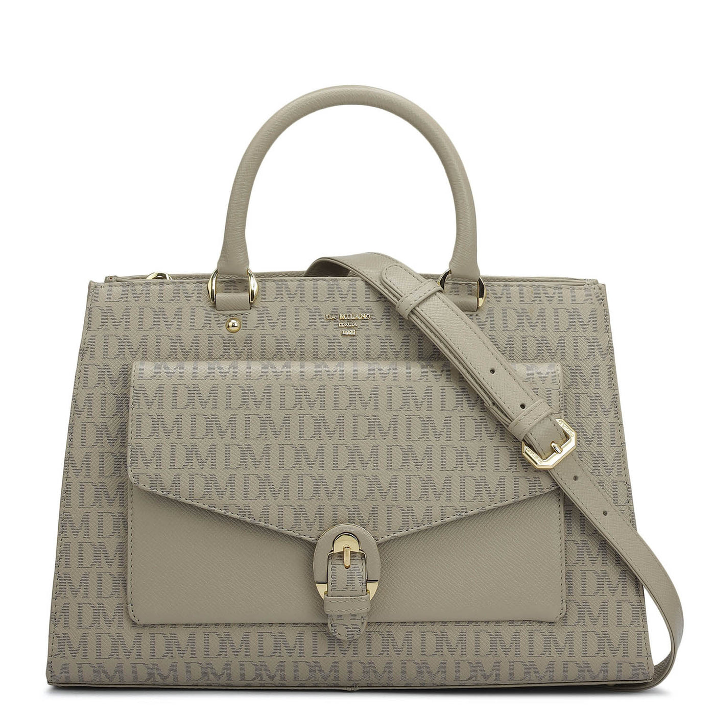 Medium Monogram Franzy Leather Satchel - Chalk