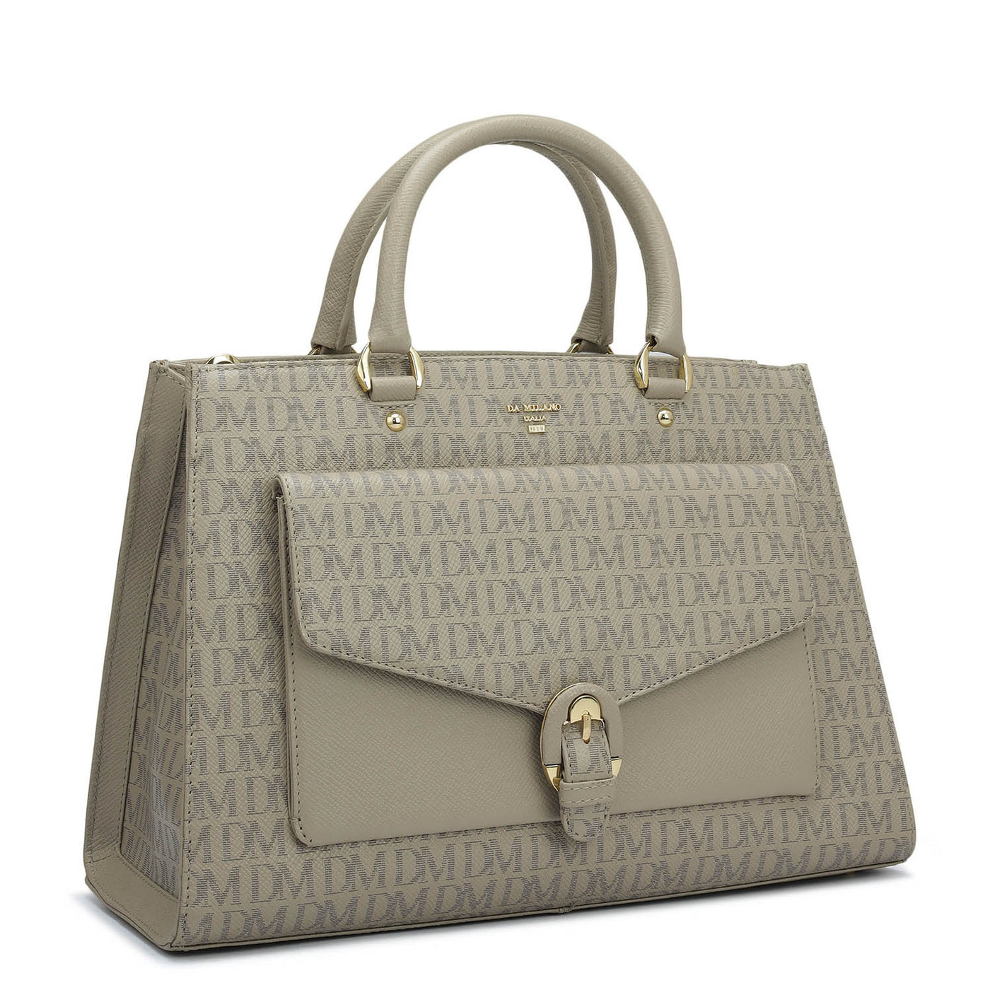 Medium Monogram Franzy Leather Satchel - Chalk