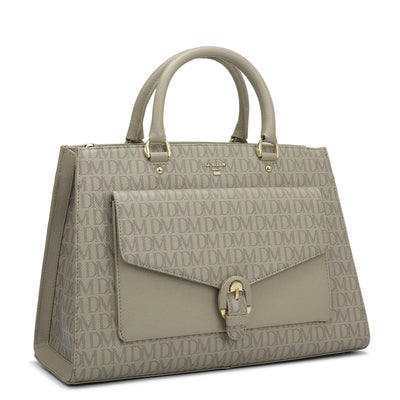 Medium Monogram Franzy Leather Satchel - Chalk