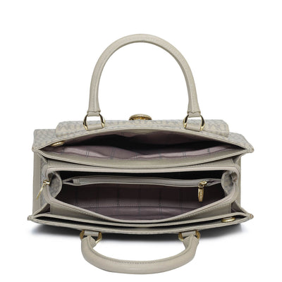 Medium Monogram Franzy Leather Satchel - Chalk