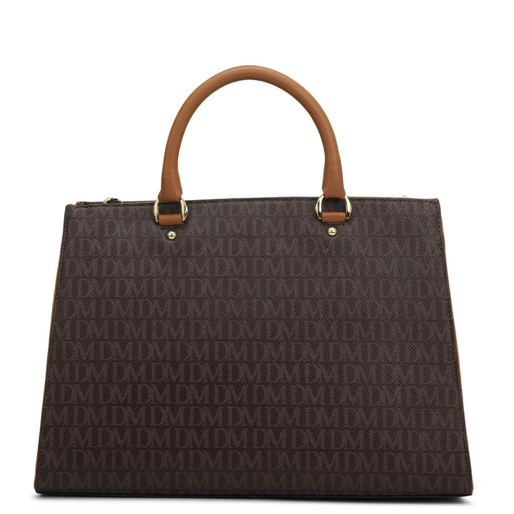 Medium Monogram Plain Leather Satchel - Chocolate