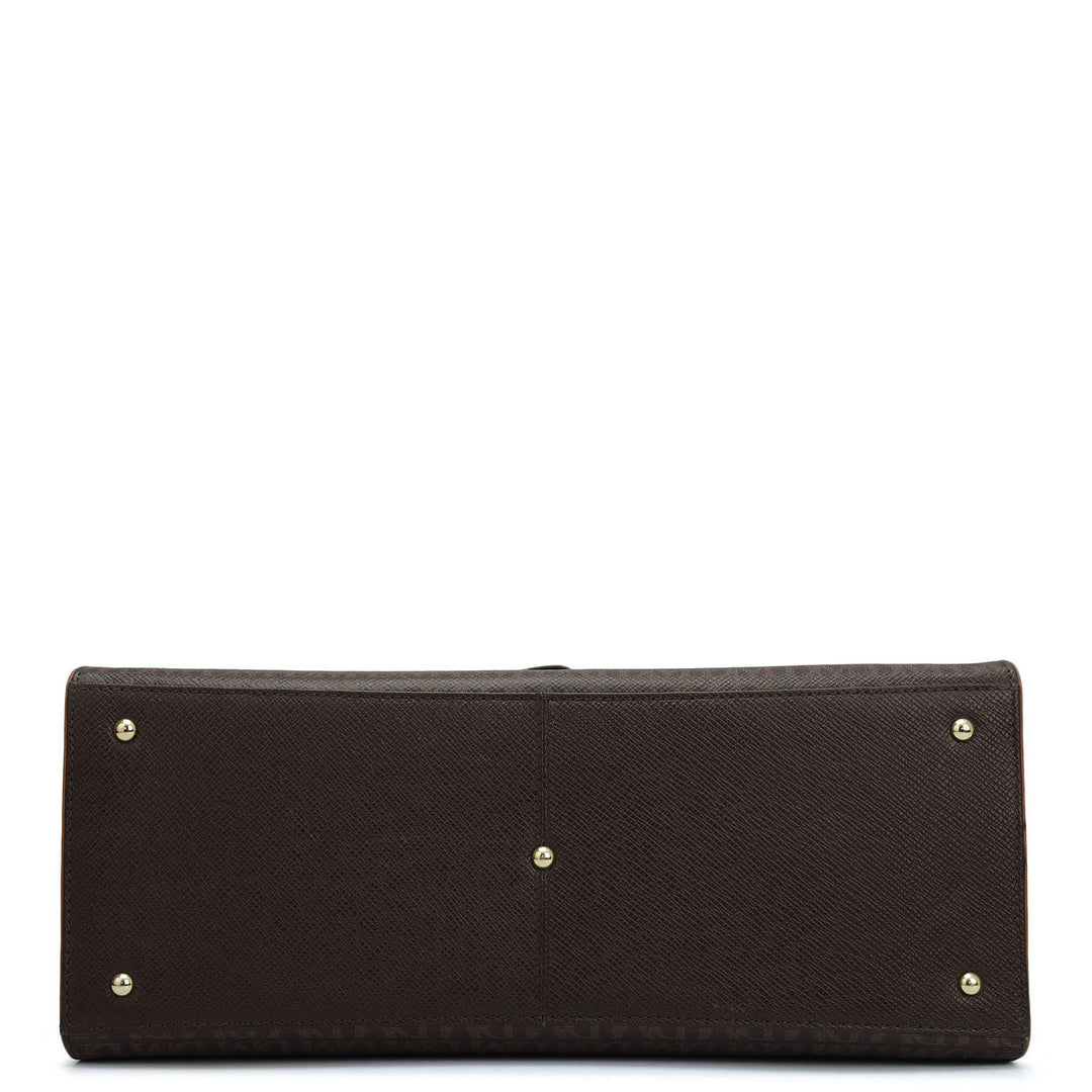 Medium Monogram Plain Leather Satchel - Chocolate