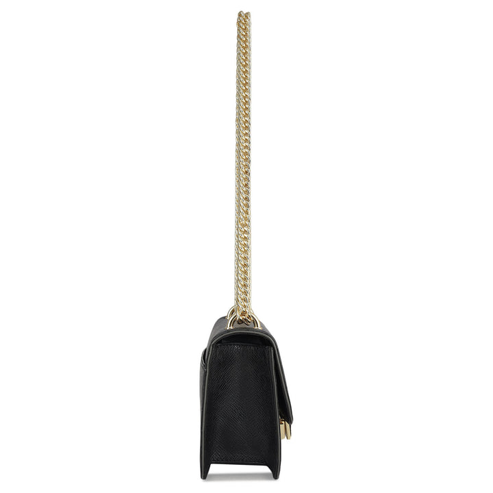 Small Monogram Leather Shoulder Bag - Black