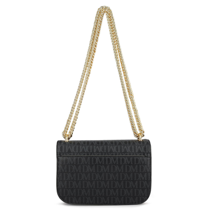 Small Monogram Leather Shoulder Bag - Black
