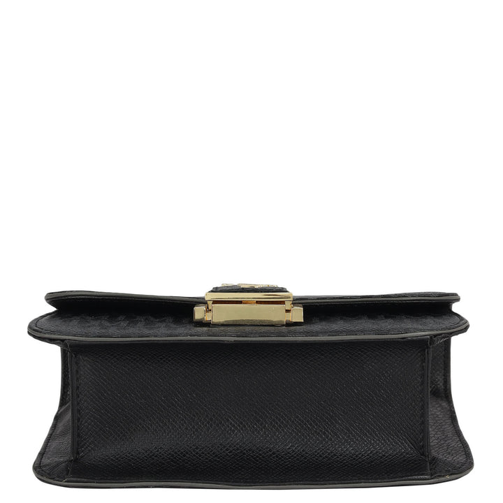 Small Monogram Leather Shoulder Bag - Black