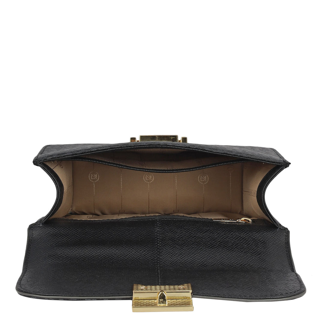 Small Monogram Leather Shoulder Bag - Black