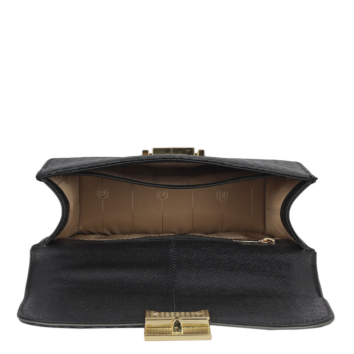 Small Monogram Leather Shoulder Bag - Black