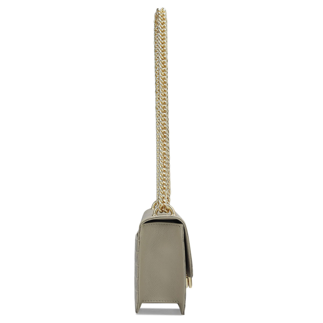 Small Monogram Leather Shoulder Bag - Chalk