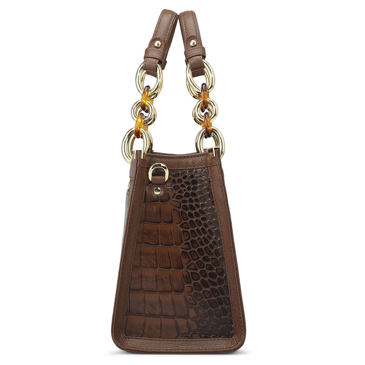 Small Croco Franzy Leather Satchel - Date