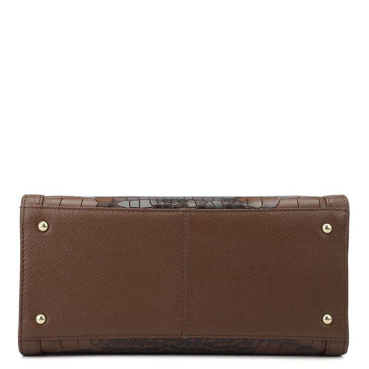 Small Croco Franzy Leather Satchel - Date