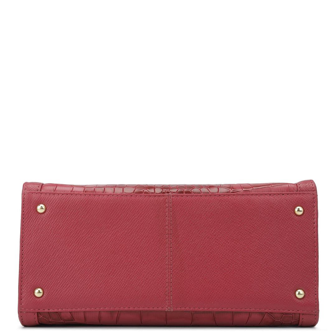 Small Croco Franzy Leather Satchel - Plumberry