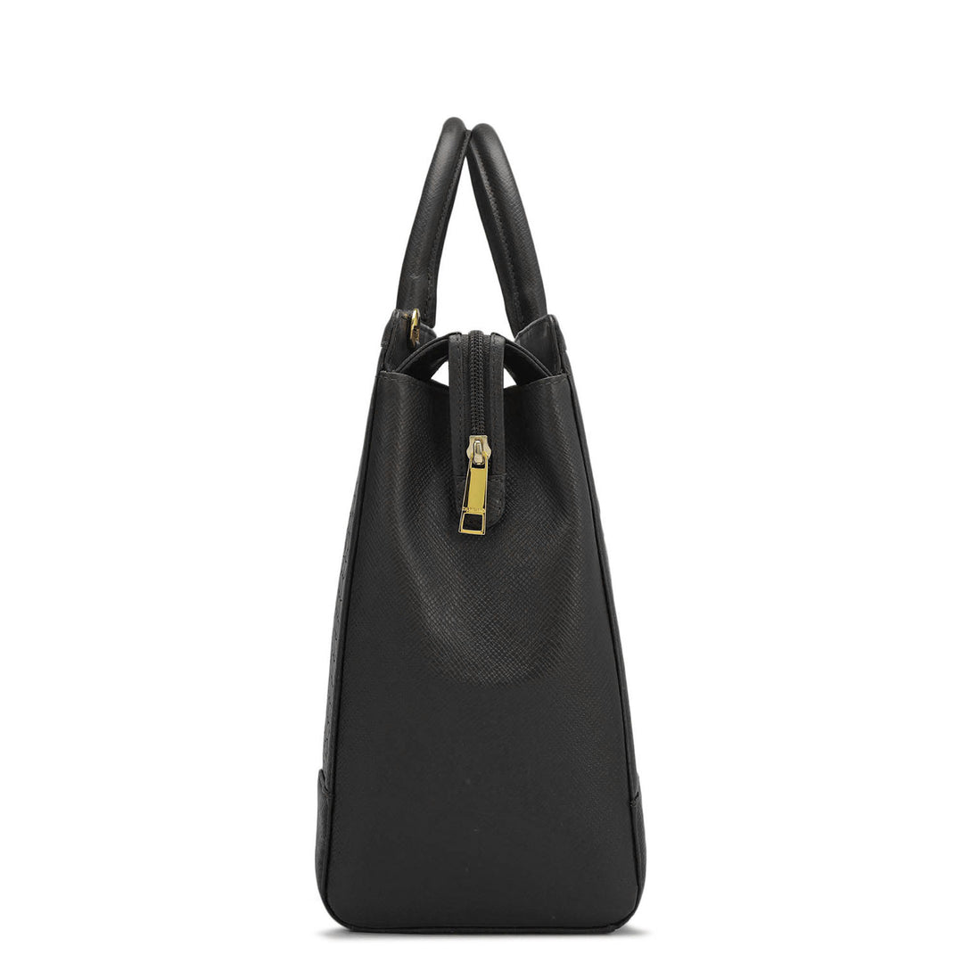 Large Croco Franzy Leather Satchel - Black