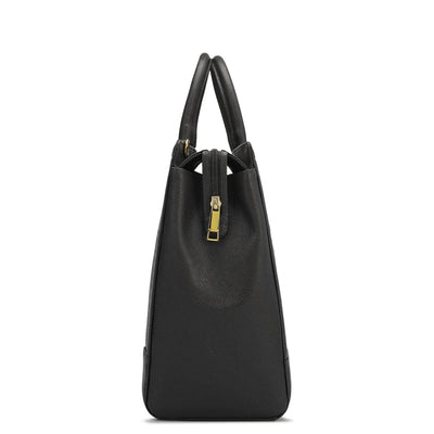 Large Croco Franzy Leather Satchel - Black