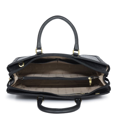 Large Croco Franzy Leather Satchel - Black