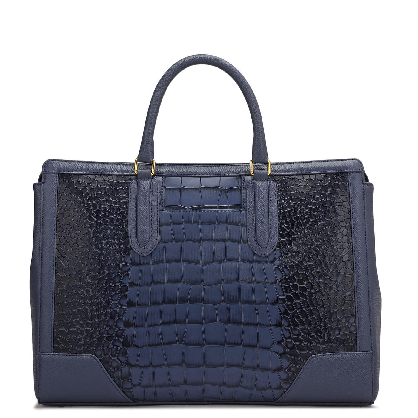 Large Croco Franzy Leather Satchel - Stardust