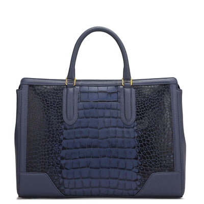 Large Croco Franzy Leather Satchel - Stardust