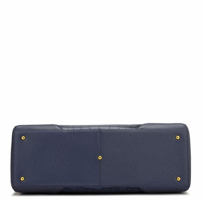Large Croco Franzy Leather Satchel - Stardust
