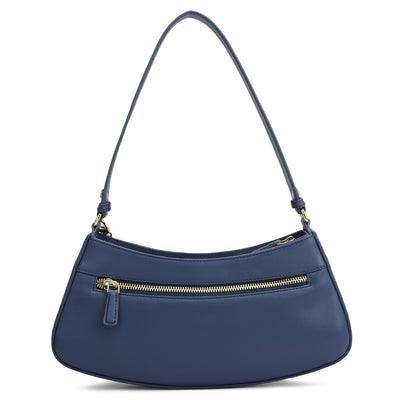 Small Croco Plain Leather Baguette - Stardust