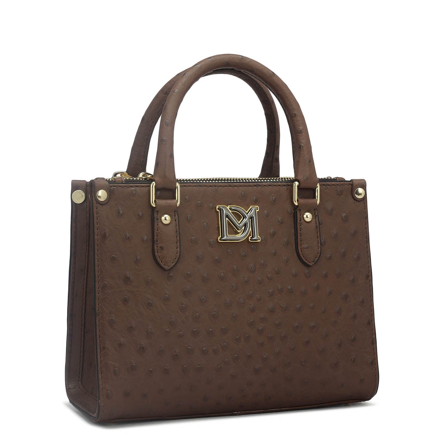 Small Ostrich Leather Satchel - Brown – Da Milano