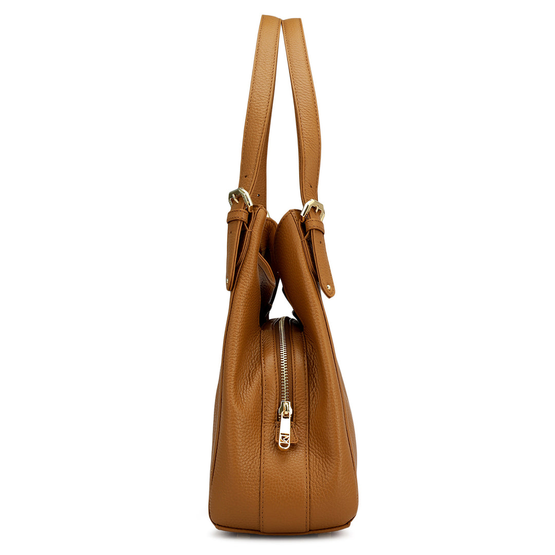 Medium Wax Leather Hobo - Caramel