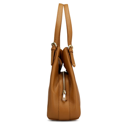 Medium Wax Leather Hobo - Caramel