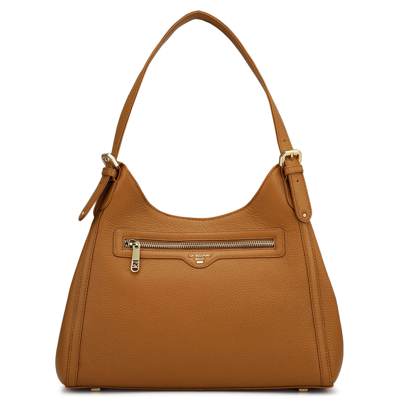 Medium Wax Leather Hobo - Caramel