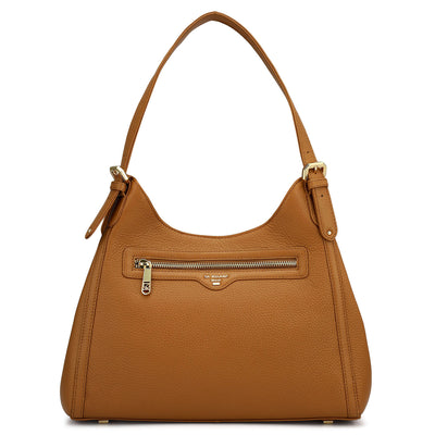 Medium Wax Leather Hobo - Caramel