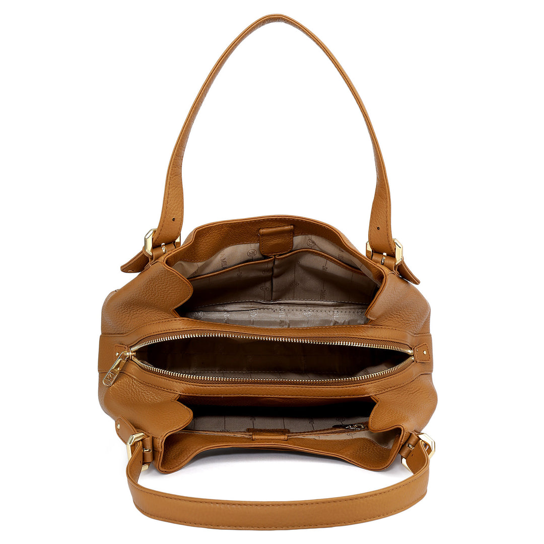 Medium Wax Leather Hobo - Caramel
