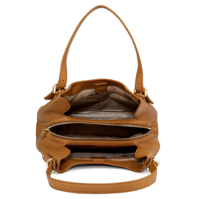 Medium Wax Leather Hobo - Caramel