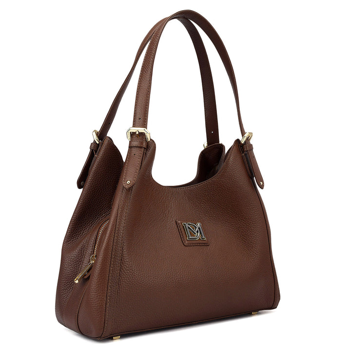 Medium Wax Leather Hobo - Espresso