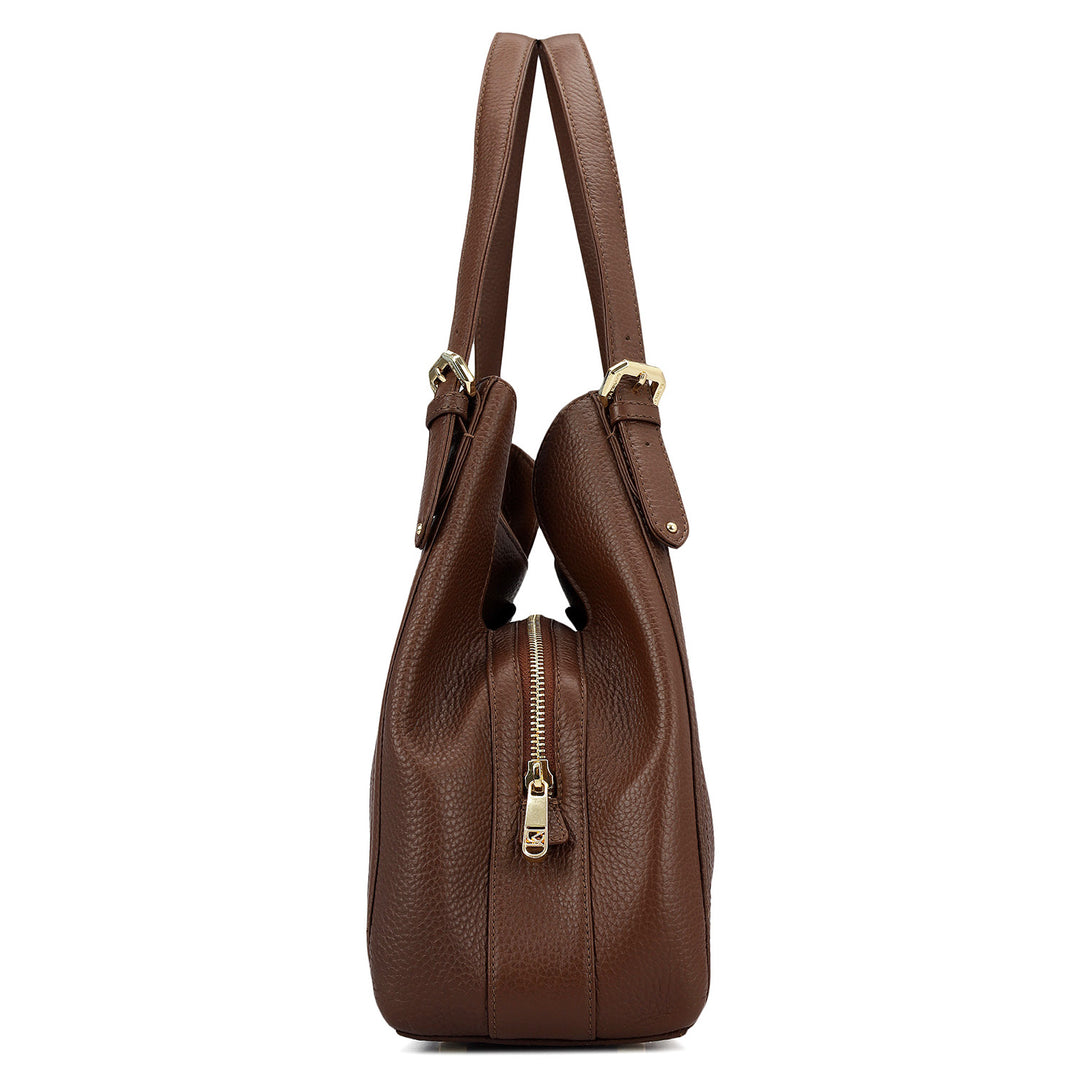 Medium Wax Leather Hobo - Espresso