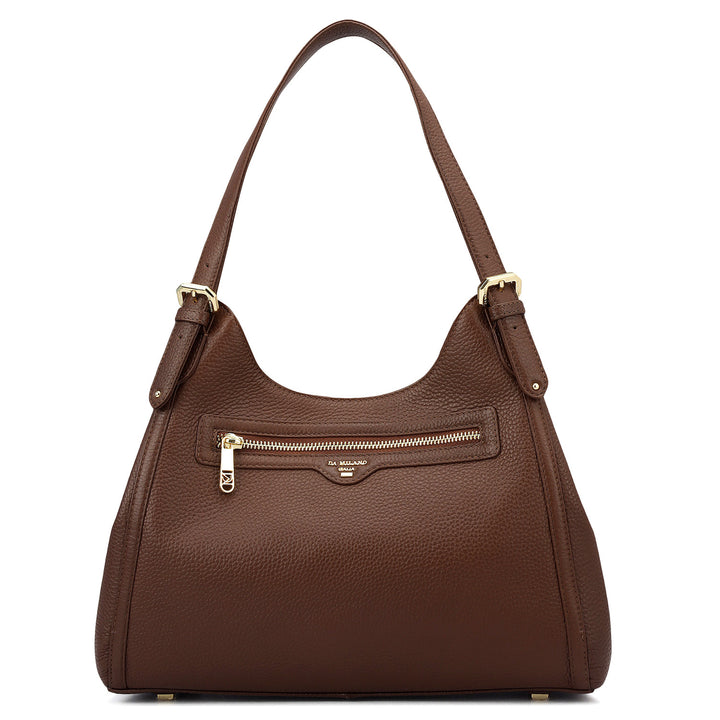 Medium Wax Leather Hobo - Espresso