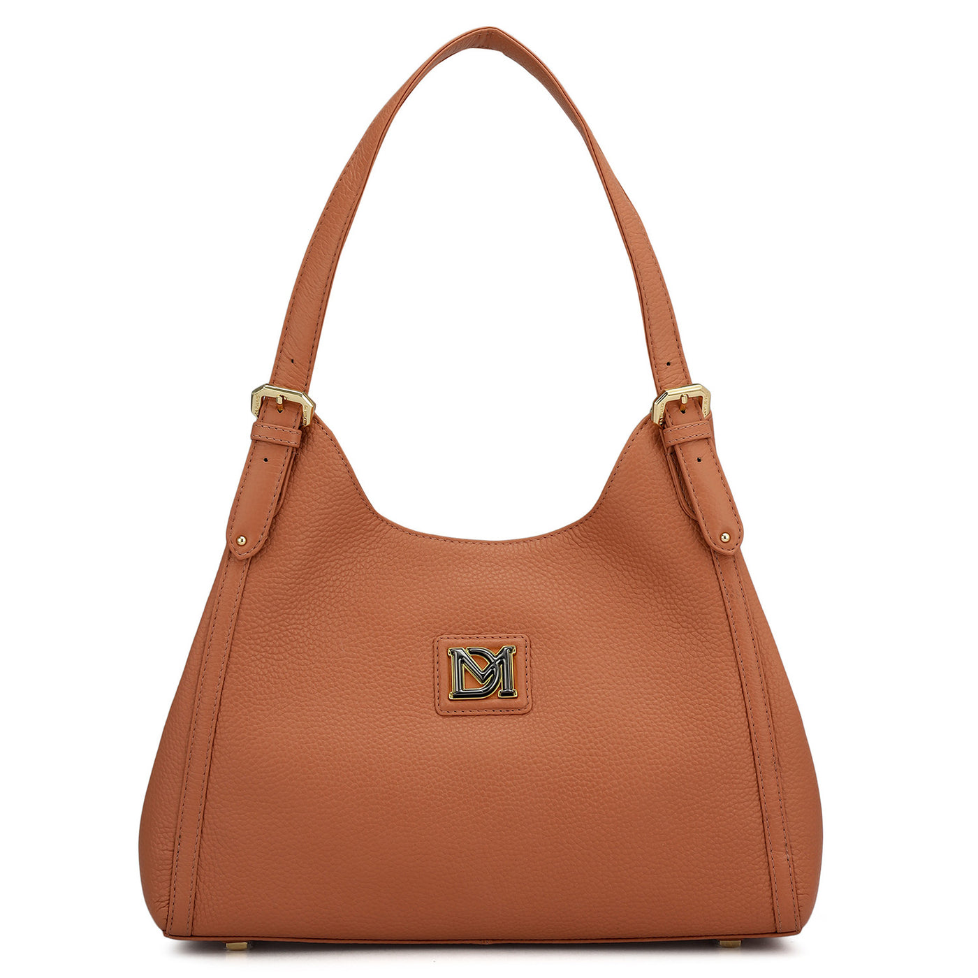 Medium Wax Leather Hobo - Terracotta