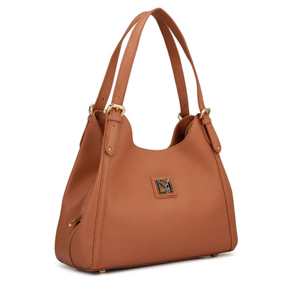 Medium Wax Leather Hobo - Terracotta