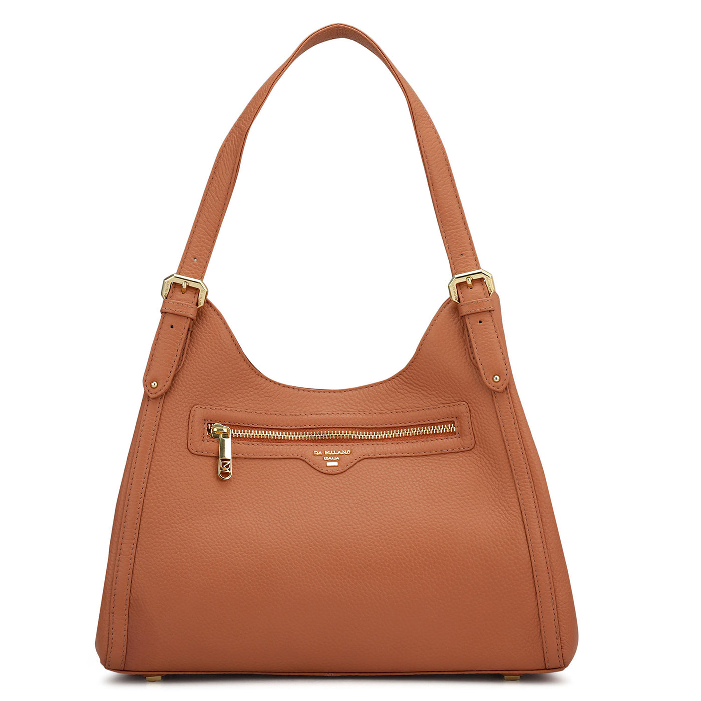 Medium Wax Leather Hobo - Terracotta