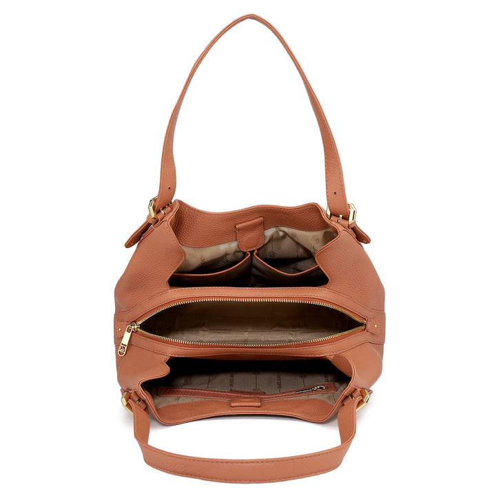 Medium Wax Leather Hobo - Terracotta