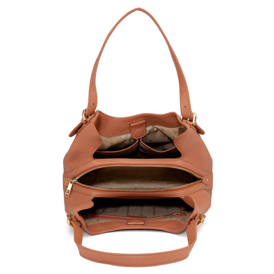 Medium Wax Leather Hobo - Terracotta