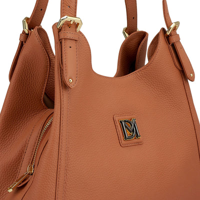 Medium Wax Leather Hobo - Terracotta