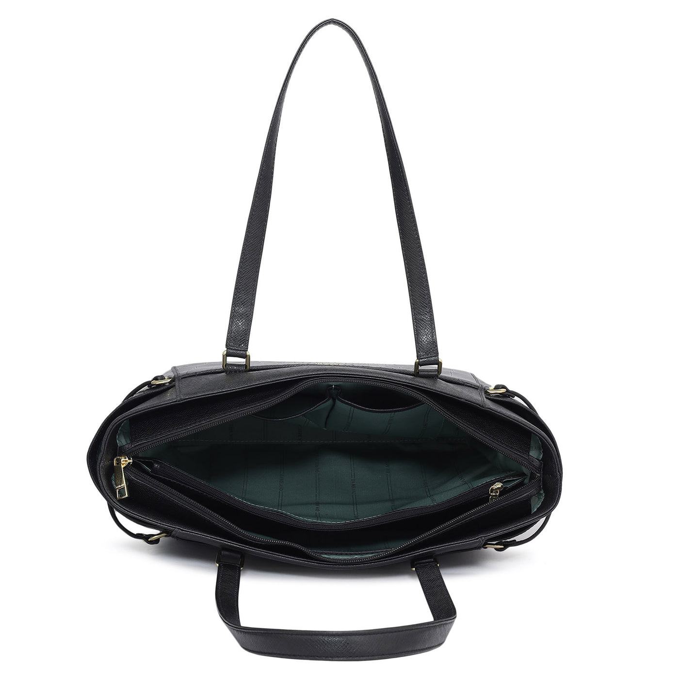 Medium Croco Franzy Leather Shoulder Bag - Black