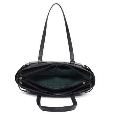 Medium Croco Franzy Leather Shoulder Bag - Black