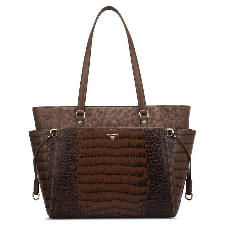Medium Croco Franzy Leather Shoulder Bag - Date