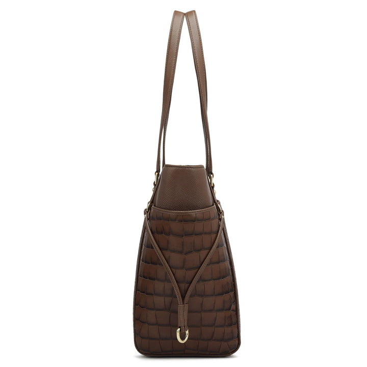 Medium Croco Franzy Leather Shoulder Bag - Date