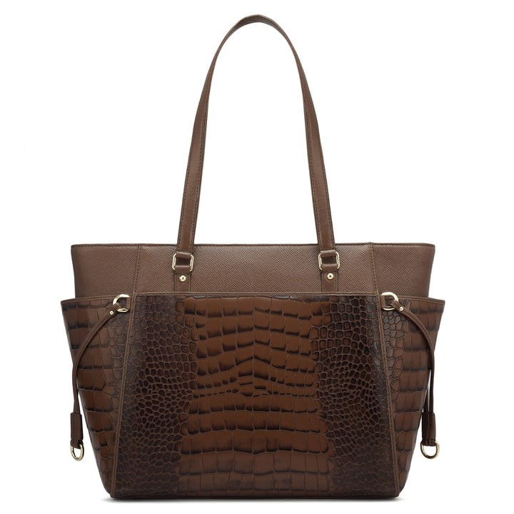 Medium Croco Franzy Leather Shoulder Bag - Date