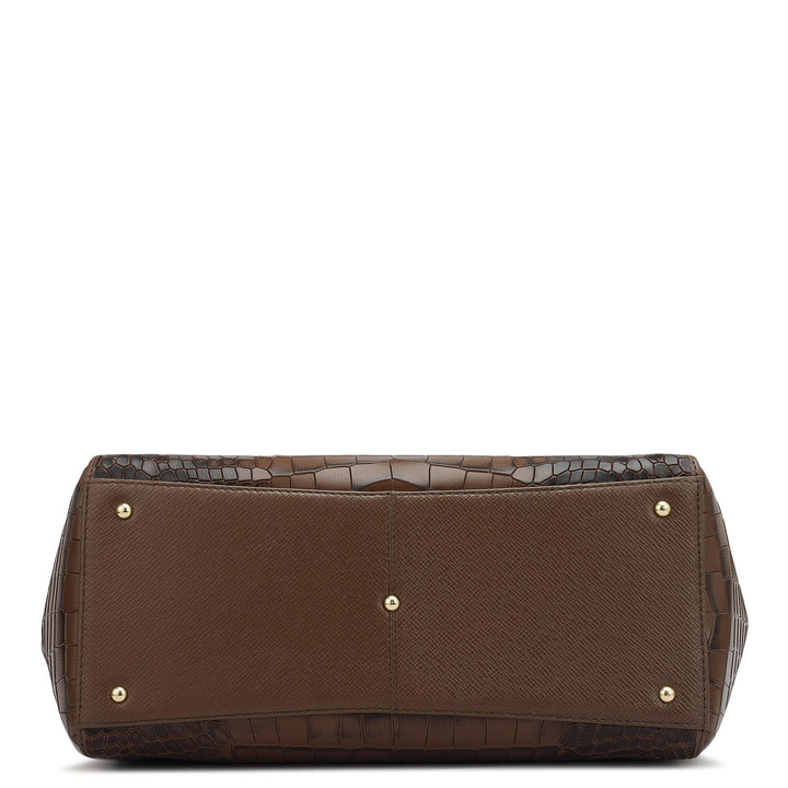 Medium Croco Franzy Leather Shoulder Bag - Date