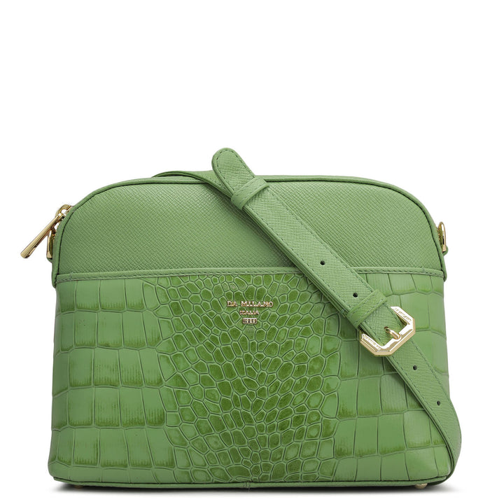 Small Croco Franzy Leather Sling - Kiwi