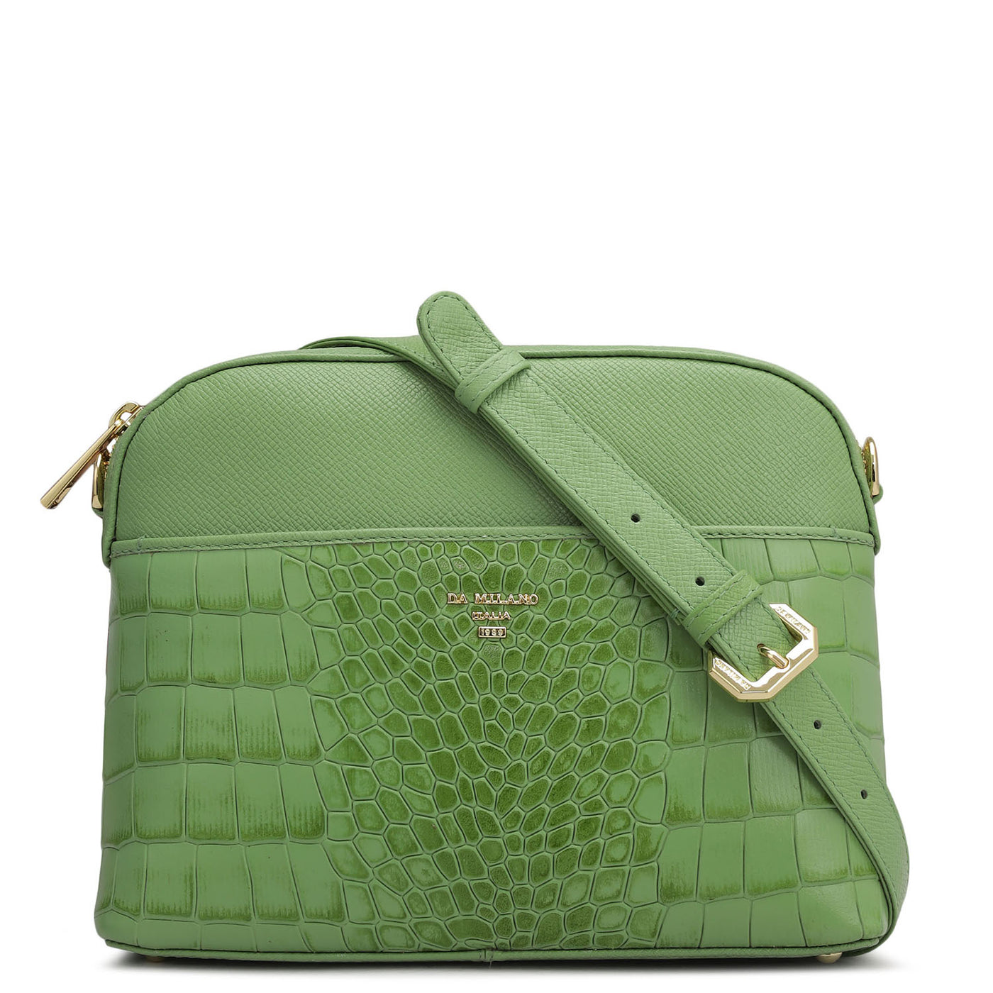 Small Croco Franzy Leather Sling - Kiwi