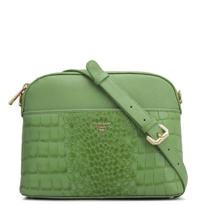 Small Croco Franzy Leather Sling - Kiwi