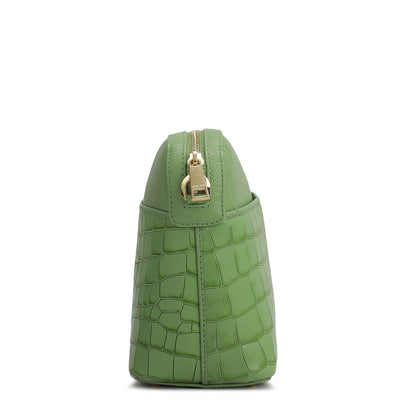 Small Croco Franzy Leather Sling - Kiwi