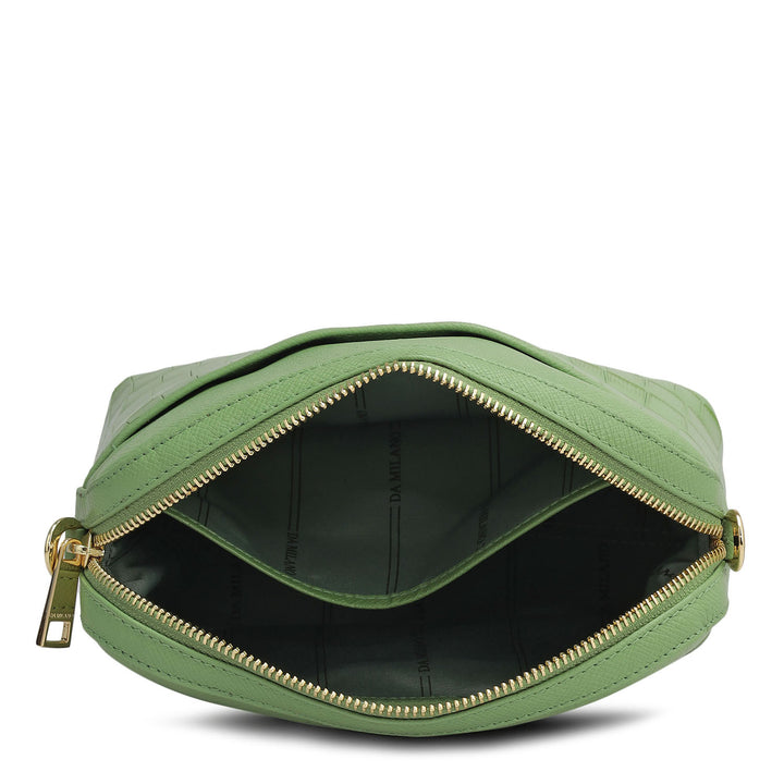 Small Croco Franzy Leather Sling - Kiwi